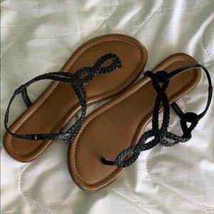 Black and Tan Braided Sandals
